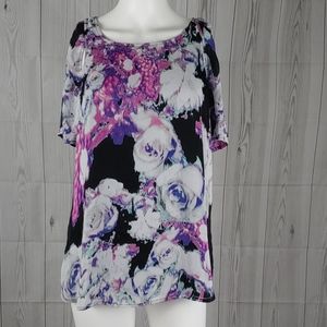 I Heart Ronson Large Purple and Black Blouse
